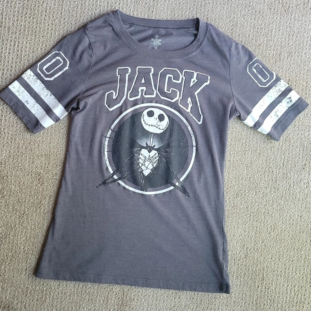 Disney Nightmare Before Christmas Jack Short Sleeve Grey Graphic Tee Shirt - Picture 5 of 12